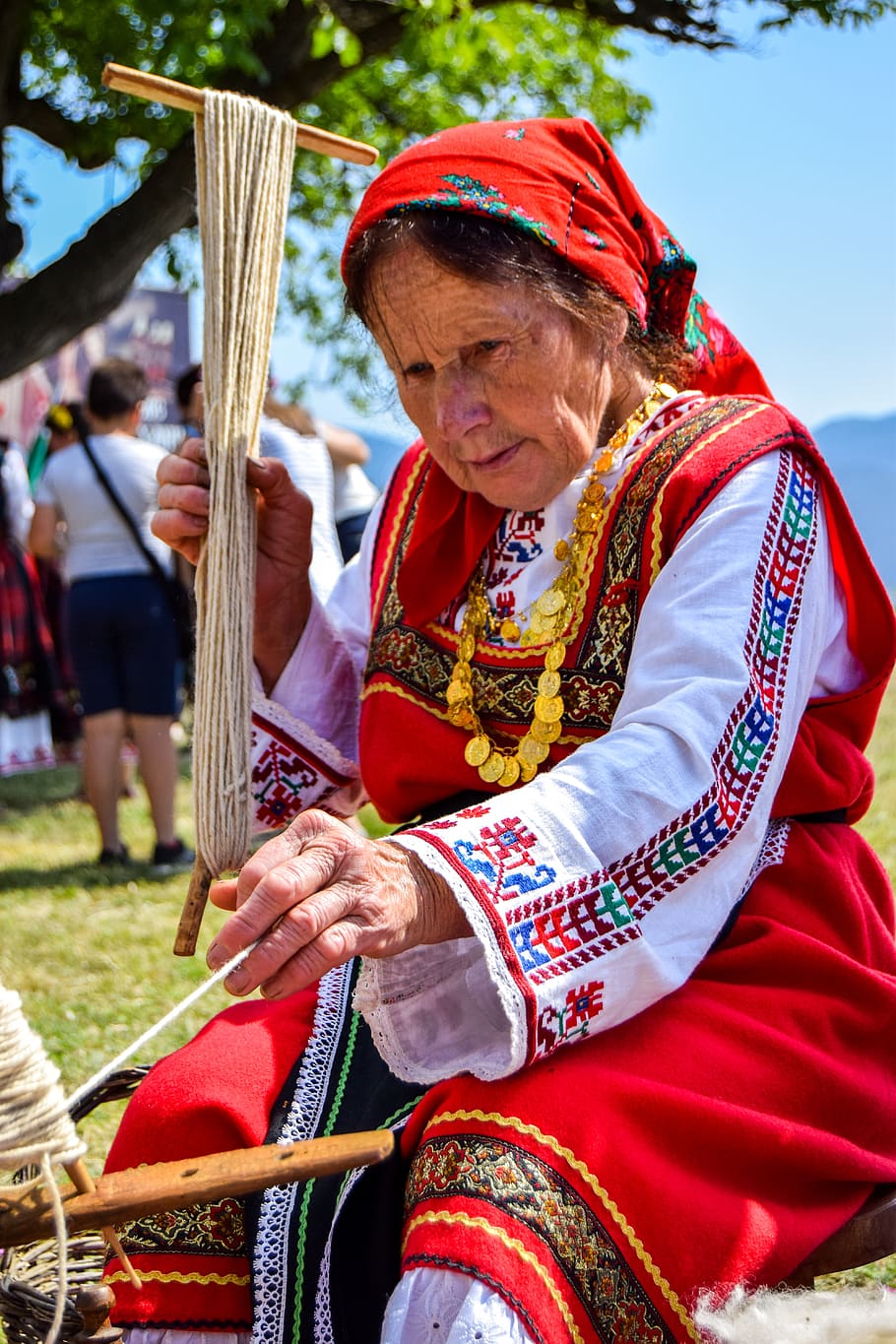 customs, costume, weaving, grandma, tradition, craft, folk, typical, yarn, festival