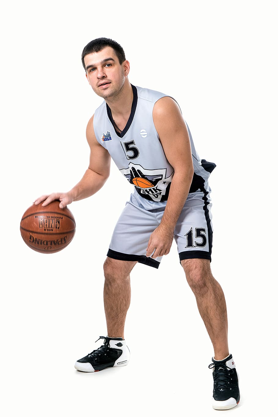 young, man, sports, a successful person, basketball, basketball player, photoshoot, white background, ball, background