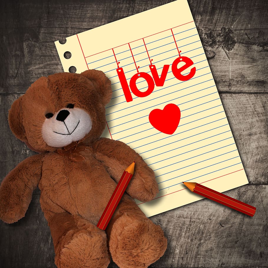 perhatikan, didedikasikan, cinta, romantis, untuk menulis, kartu, perasaan, teks, bentuk hati, mainan