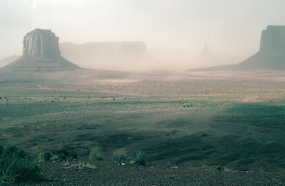 dusty, view, monument valley, navajo, tribal, park, arizona, america, american, canyon