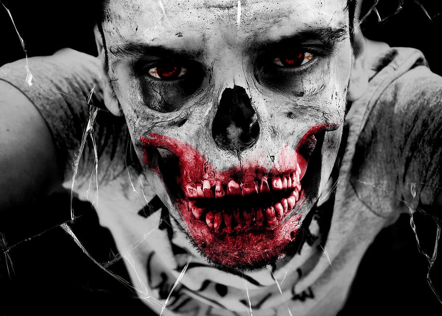 zombie, portrait, apocalypse, sick, dead, walking, fierce, halloween, fear, looking at camera