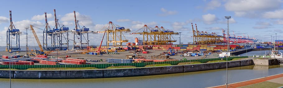terminal kontainer, penanganan kontainer, crane, muatan, pelabuhan, derek, wadah, pemuatan, mengangkut, hub pemasaran