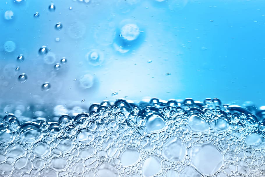 abstract, background, blue, texture, water, white, bubble, clean, clear, close-up