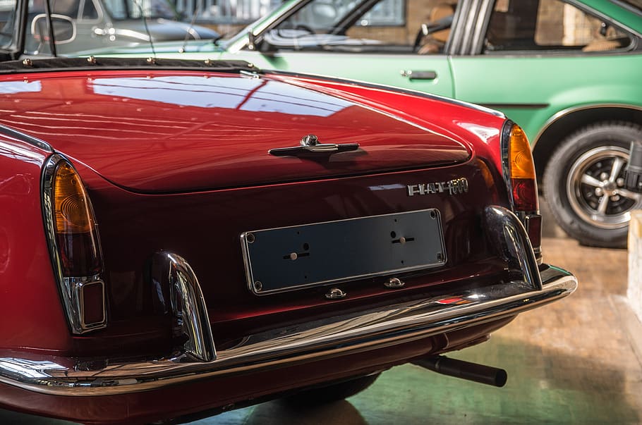 fiat, cabriolet, auto, oldtimer, vehicle, classic, italy, elegant, red, chrome