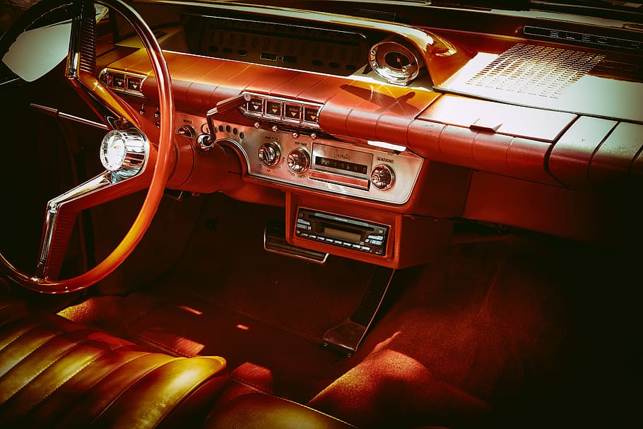 buick, oldtimer, oldie, clásico, auto, pkw, nostalgia, interior, volante, radio