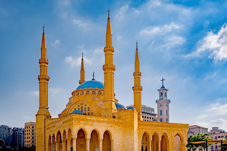 mosque, al amin, islam, muslim, religion, martyrs square, beirut, lebanon, built structure, architecture