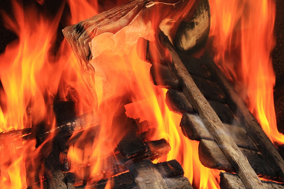 open fire, fire, embers, flame, hot, burn, heat, glow, fireplace, campfire