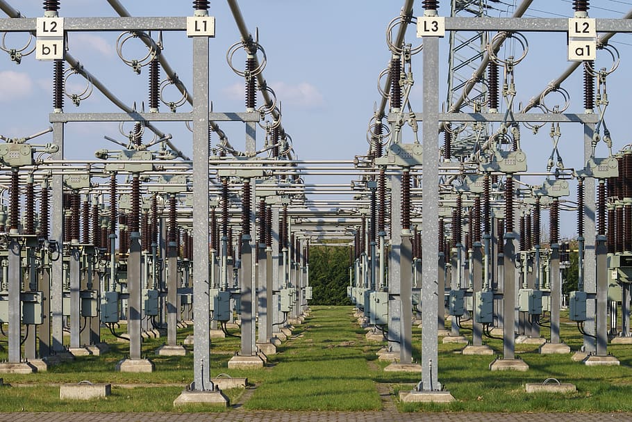 industry, performance, sky, technology, electricity, substation, electrical engineering, current, energy, high voltage