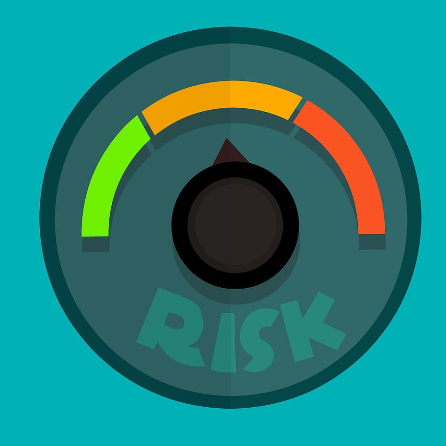 diilustrasikan, risiko dial, hijau, kuning, merah, indikator., risiko, manajemen risiko, penilaian risiko, konsultasi
