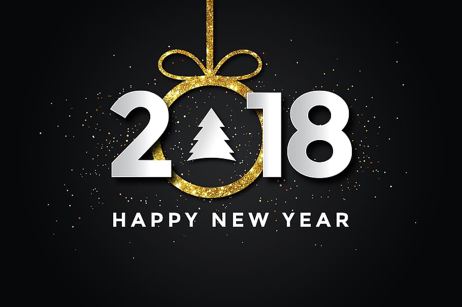 2018, happy, newyear, new, year, background, seasonal, black, text, communication