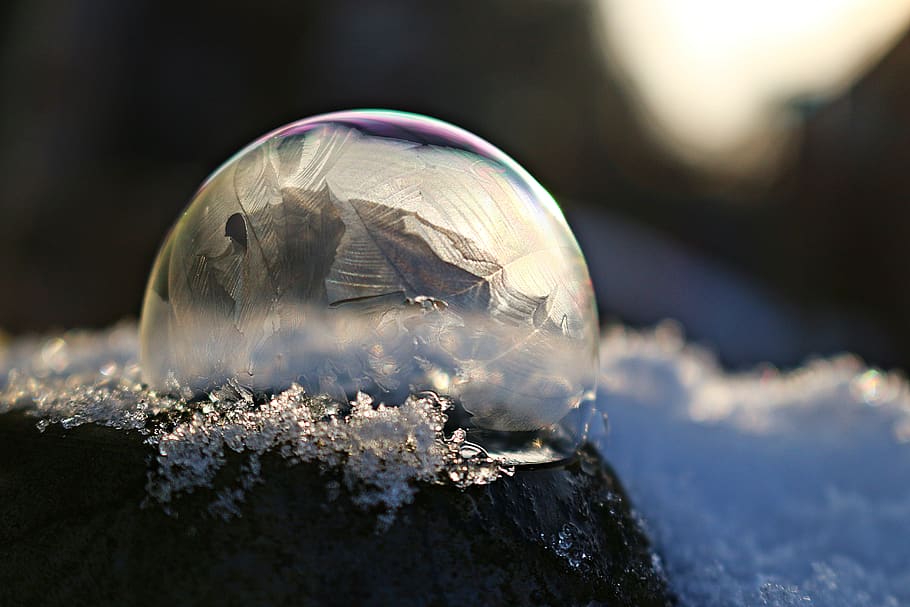 bolha de sabão, bolha congelada, congelado, gelo, bola de gelo, bolha de gelo, inverno, cristal de gelo, geada, bolha