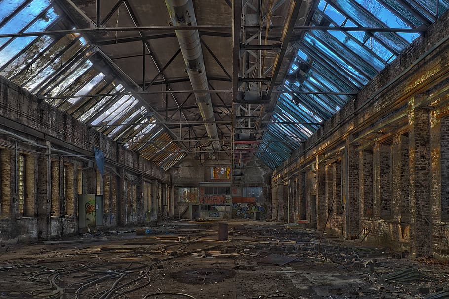 lost places, factory, pforphoto, industry, hall, abandoned, old, factory building, lapsed, ruin