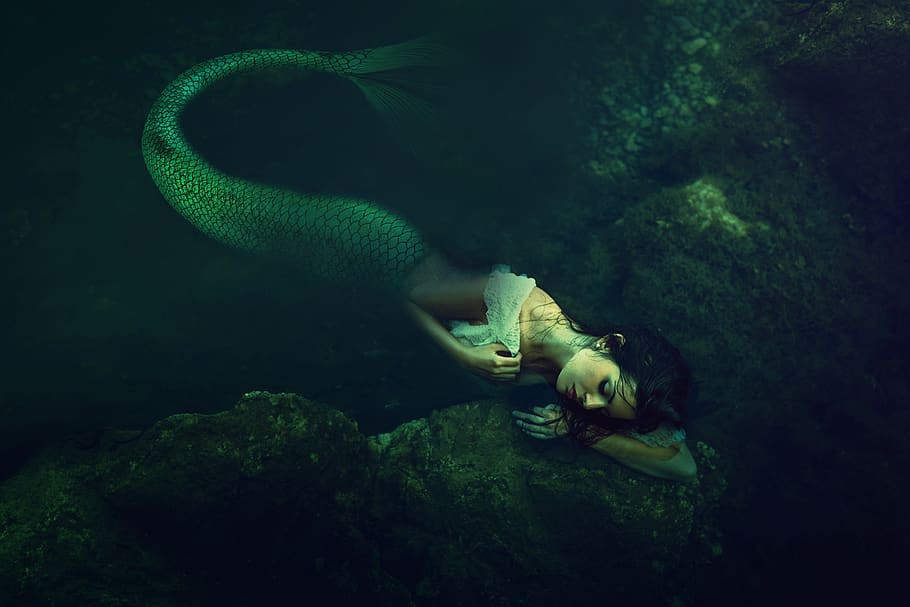 mujer, sirena, fantasía, mitología, sirenas, océano, criatura, mar, agua, temas de animales