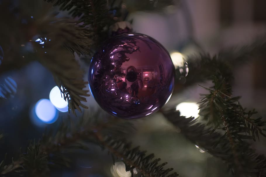 christmas, decor, ball, tree, lights, bokeh, christmas decoration, christmas ornament, holiday, celebration