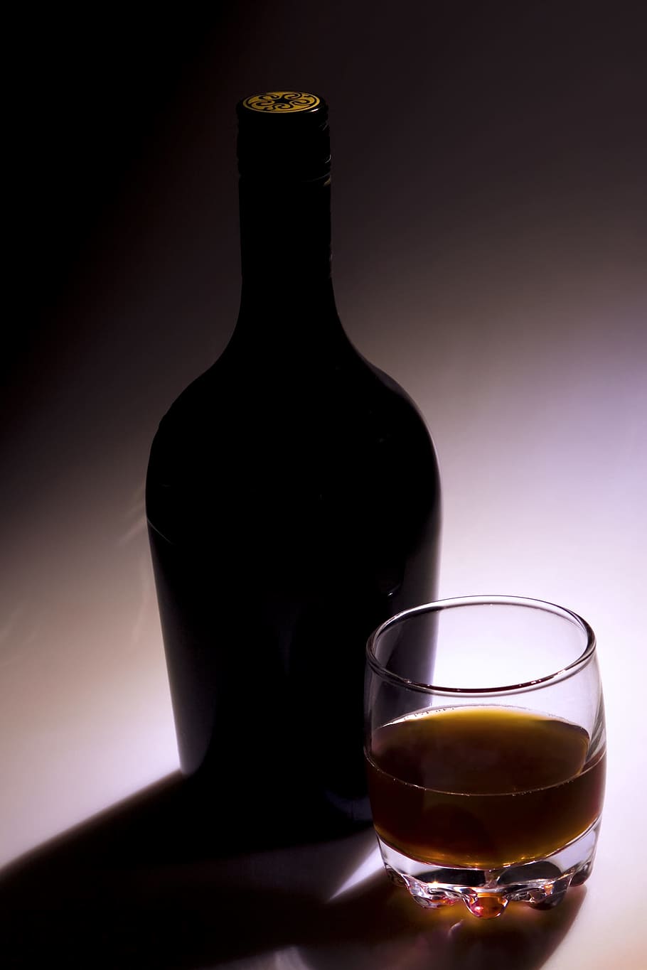 bottle, glass, liquid, alchohol, drink, dark, refreshment, food and drink, drinking glass, alcohol