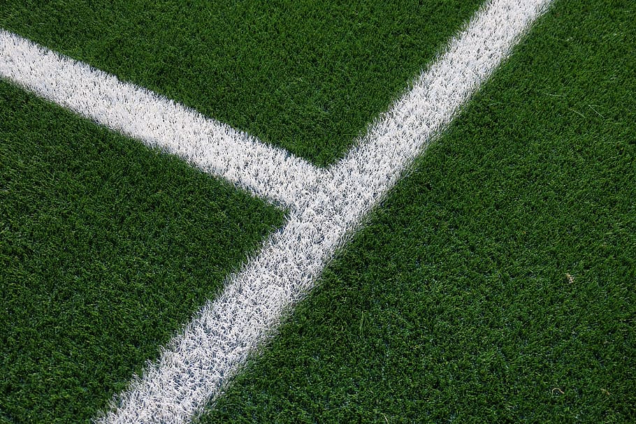 football field, artificial turf, mark, white, football, grass, rush, line, playing field, football pitch