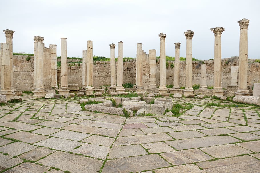 jordânia, jerash, gerasa, ruína, antiguidade, pilar, arqueologia, arquitetura, templo, decápolis