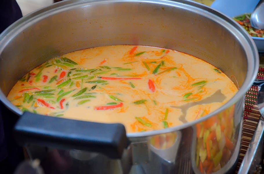 sup thai lokal, makanan, sehat, sayur, diet, latar belakang, organik, segar, meja, kesehatan