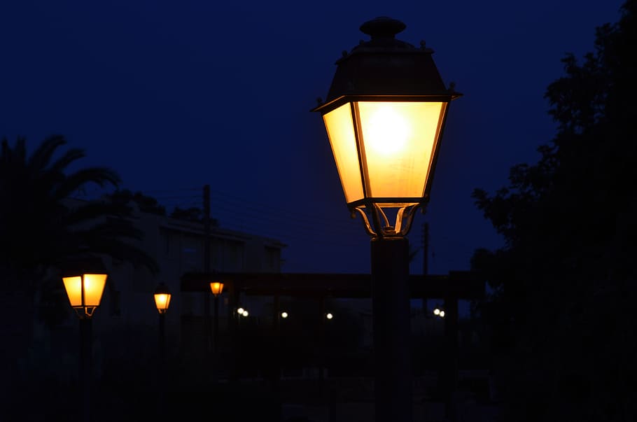 lantern, night, dark, light, road, fantasy, city, lighting, romantic, dream