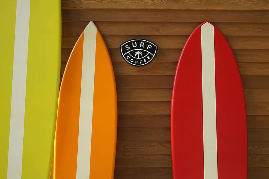 tablas de surf, varios, café, tienda, verano, surf, tabla de surf, madera - material, nadie, comunicación