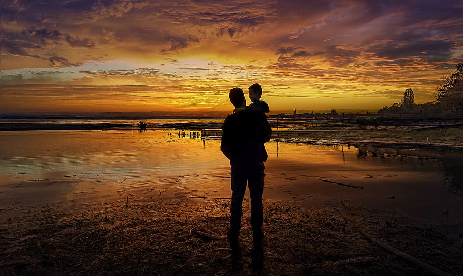 human, father, son, man, family, love, parenthood, together, childhood, silhouette