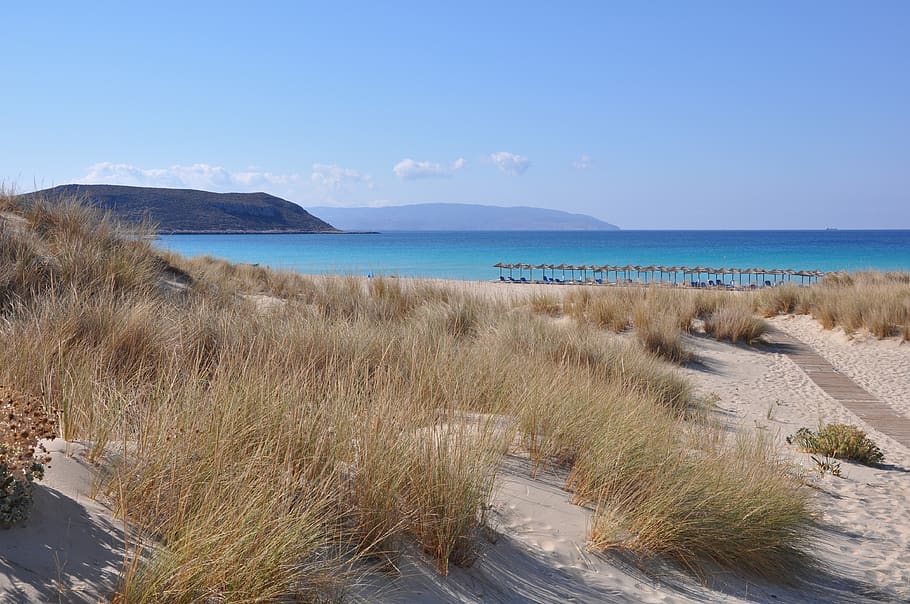 greece, beach, sandy, elafonisos, peloponnese, island, nature, turquoise, vacations, blue