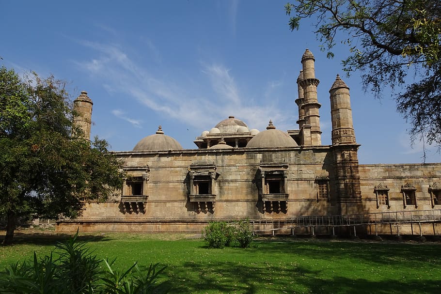 jama masjid, champaner-pavagadh, archaeological park, unesco, world heritage, site, architecture, tourism, monument, stone