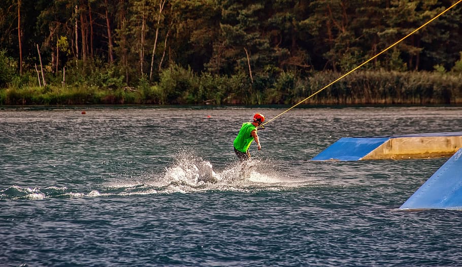 water, sport, water sports, wakeboard, leisure, lake, action, board, inject, speed