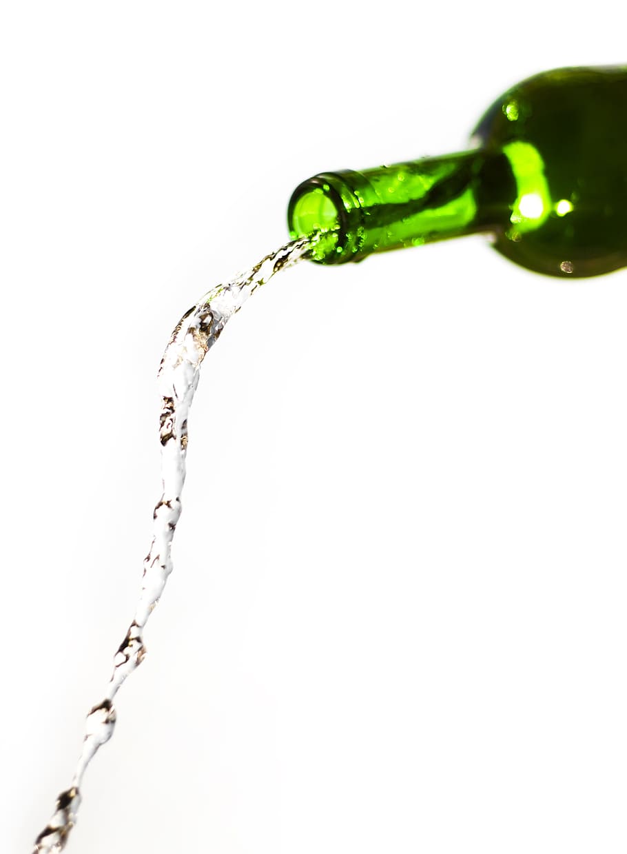 botol, percikan, hijau, air, soda, kaca, closeup, terisolasi, basah, dingin