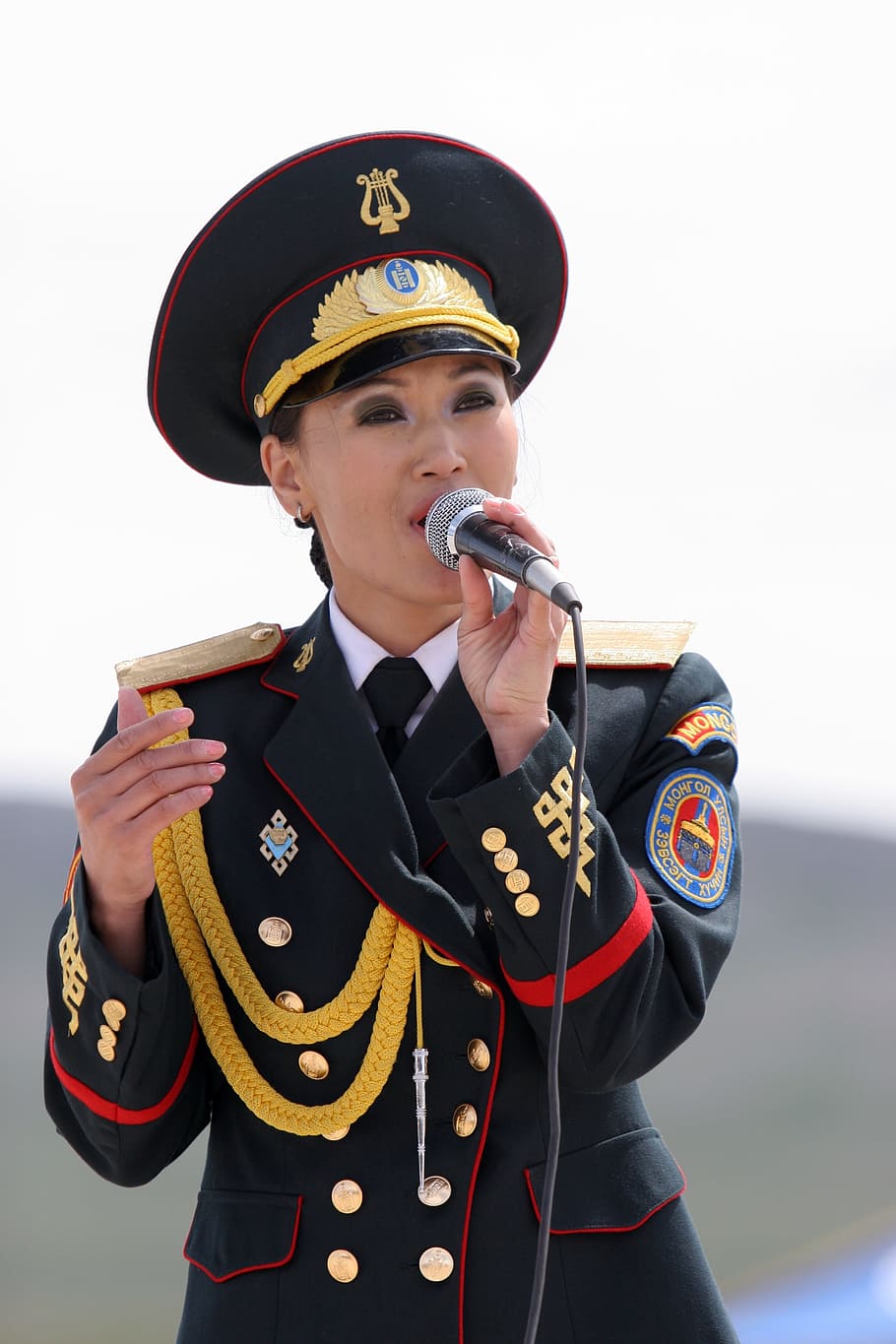 comparing, military, army, singer, music, musician, clothing, hat, uniform, front view