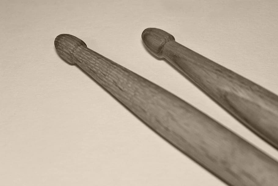 drumsticks, drum, wooden, woodensticks, music, wood - material, indoors, studio shot, close-up, two objects