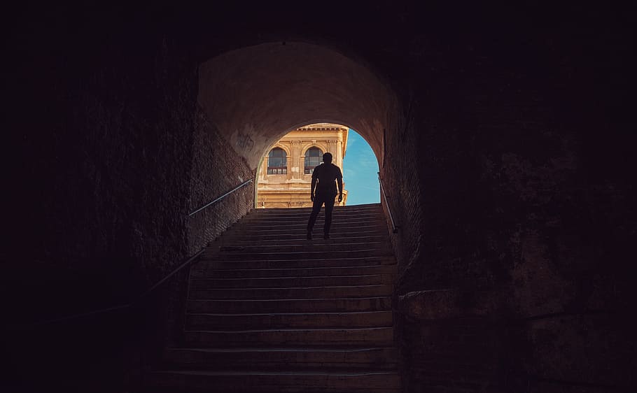architecture, building, infrastructure, stairs, cave, people, man, guy, alone, travel