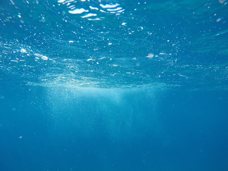 naturaleza, agua, océano, mar, bajo el agua, burbujas, superficie, azul, luz, movimiento