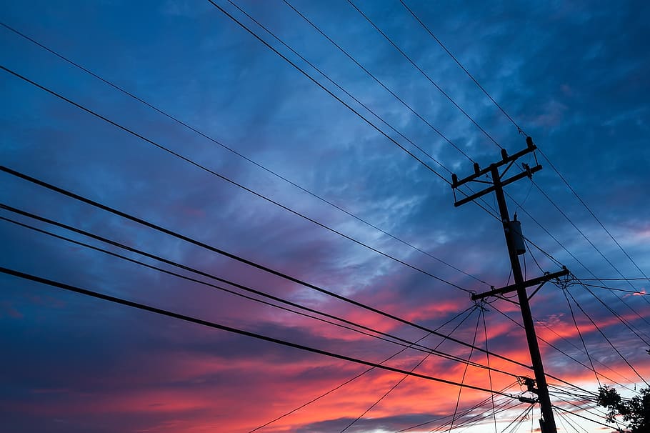 electricity, wire, voltage, power, energy, sky, distribution, poles, line, grid