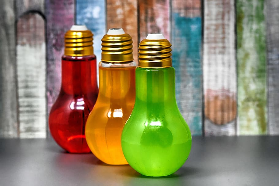 energy drinks, light bulbs, bottles, beverages, decoration, colorful, liqueur, alcohol, indoors, bottle