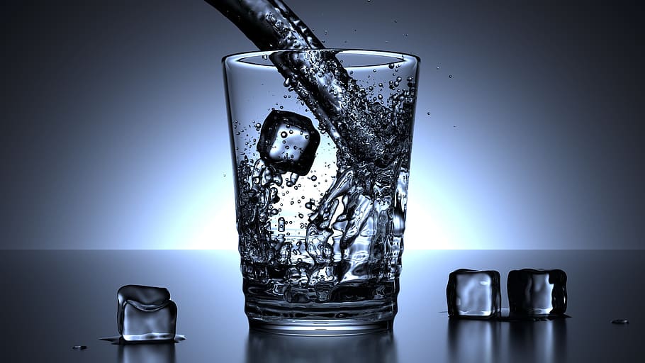 agua, cubitos de hielo, frío, cubitos, vidrio, hielo, refrescante, Foto de estudio, vaso, bebida