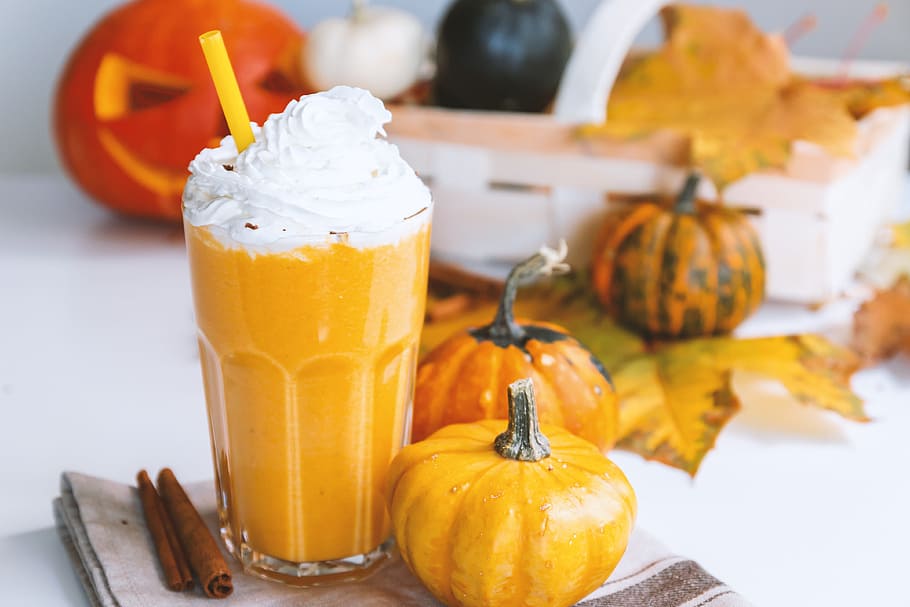 pumpkin smoothie, smoothie., small, pumpkins, drink, white, background, food and drink, food, pumpkin