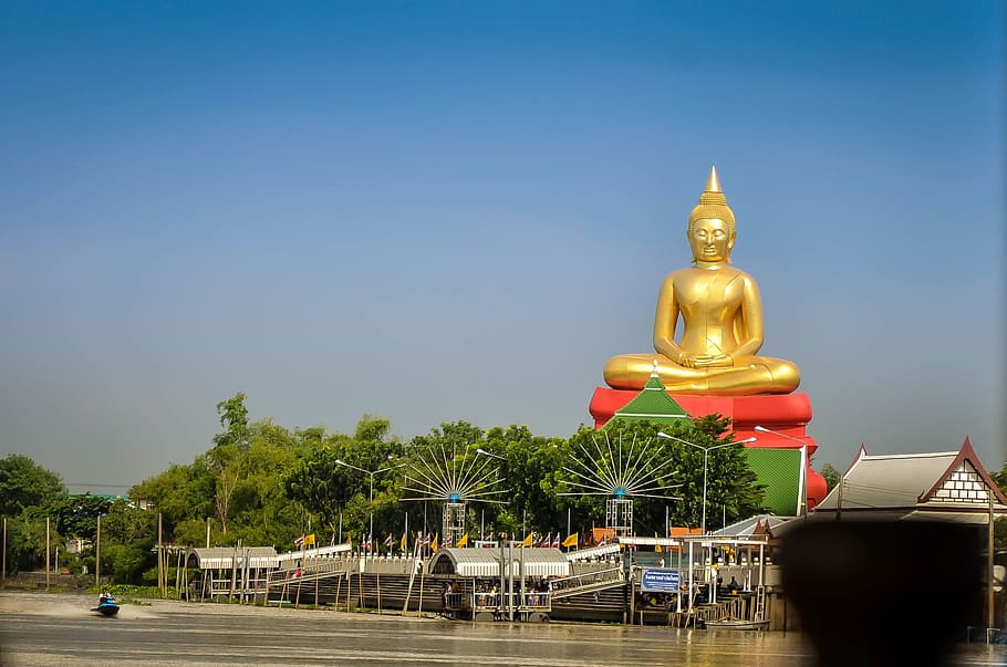 estatua de Buda, playa, Buda, religión, budismo, fondo, meditación, asiático, cultura, Asia