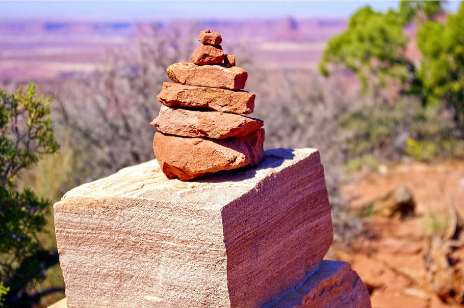 grand view cairn, cairn, rocks, stones, desert, colorful, scenic, grand, view, point