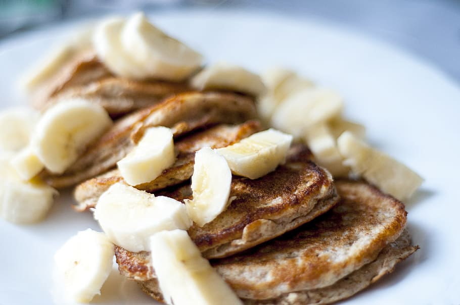 breakfast, pancakes, bananas, food, morning, food and drink, close-up, indoors, prepared potato, potato