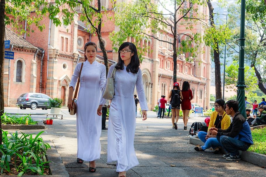 Vietnam, jaket panjang, halaman, tradisi, kota, ho chi minh, siswa, putri, warna, usia enam belas