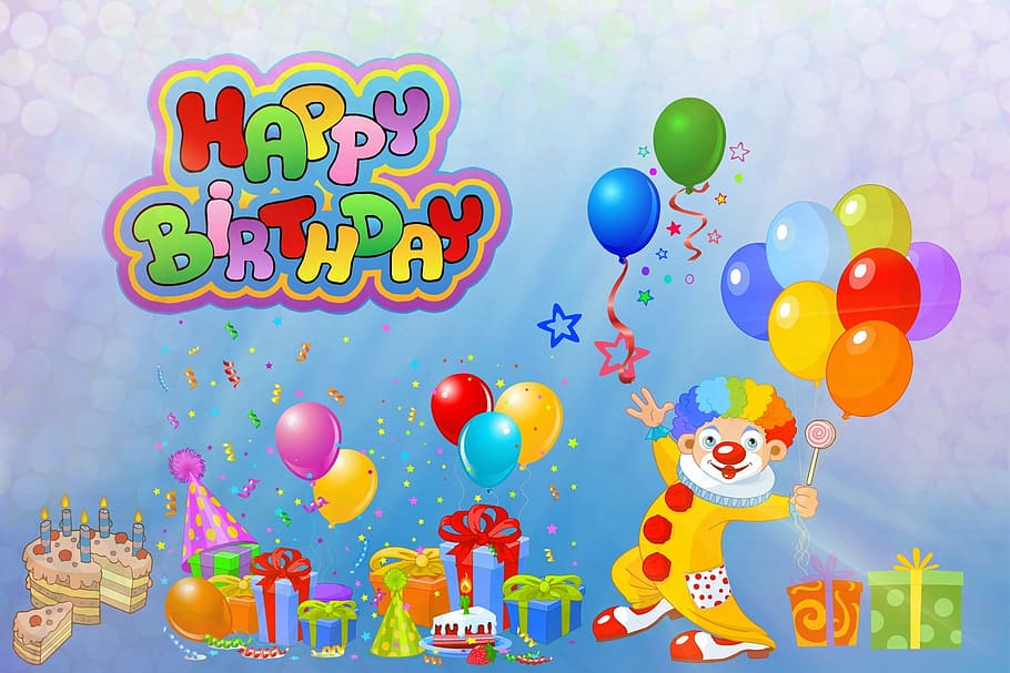 kartu, ulang tahun, bahagia, berharap, multi-warna, kelompok besar objek, balon, tidak ada orang, warna cerah, langit