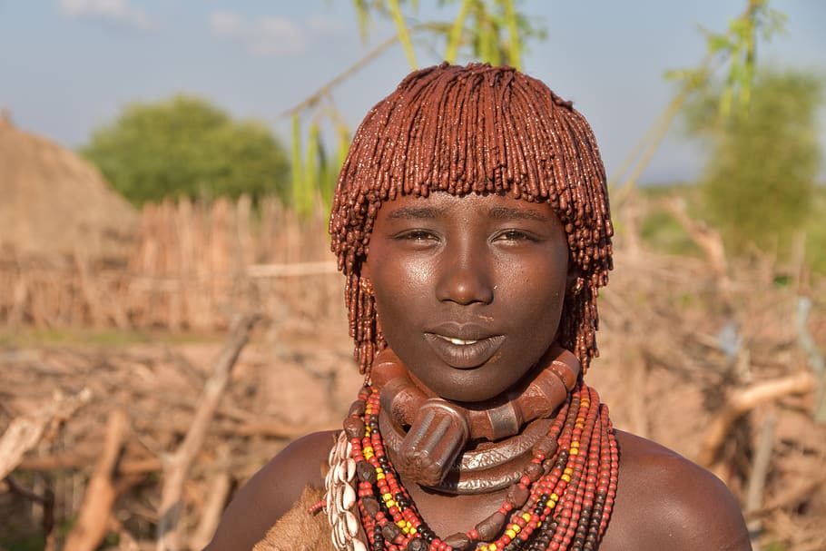 Etiopía, tribu, etnia, tradicional, mujeres, retrato, tiro en la cabeza, collar, joyería, una persona