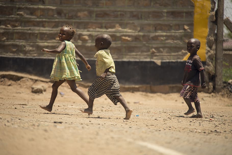 kids, african, kenyan, playing, outside, outdoors, smile, cute, little, fun