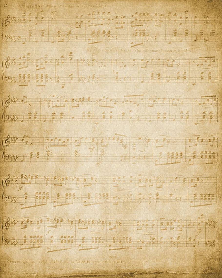 vintage, music, notes, paper, graphic, texture, backgrounds, text, old, antique