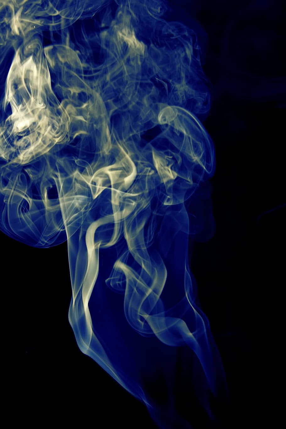 azul, fundo, fumaça, isolado, preto, suave, forma, abstrato, onda, perfumado