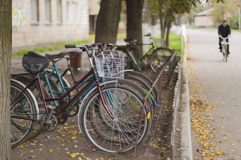bike parking, bike, parking, autumn, road, ukraine, the movement, transport, eco-friendly transportation, ecological transport