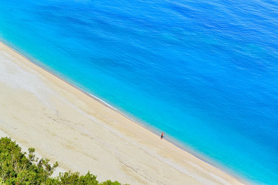 turquesa, praia, azul, myrtos, kefalonia, ilha, litoral, destino, grécia, natureza