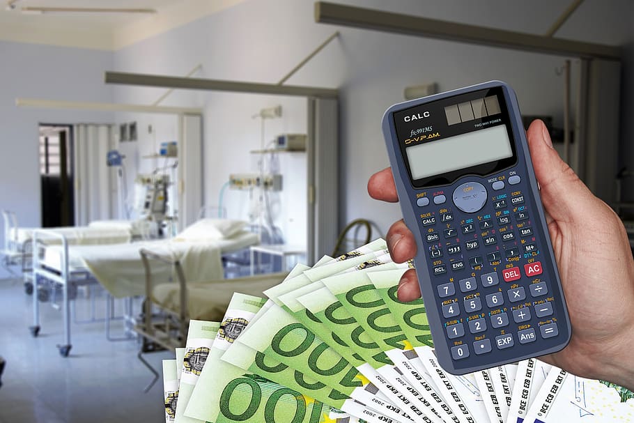 costo, calculadora, euro, dólar, dinero, atención médica, hospital, costos hospitalarios, salud, enfermedad