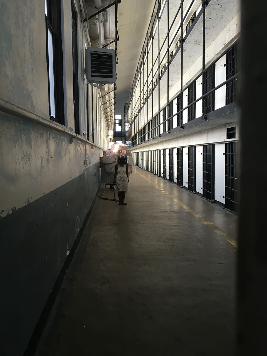 historic, montana, prison, cells, cell blocks, tiers, jail, architecture, one person, real people